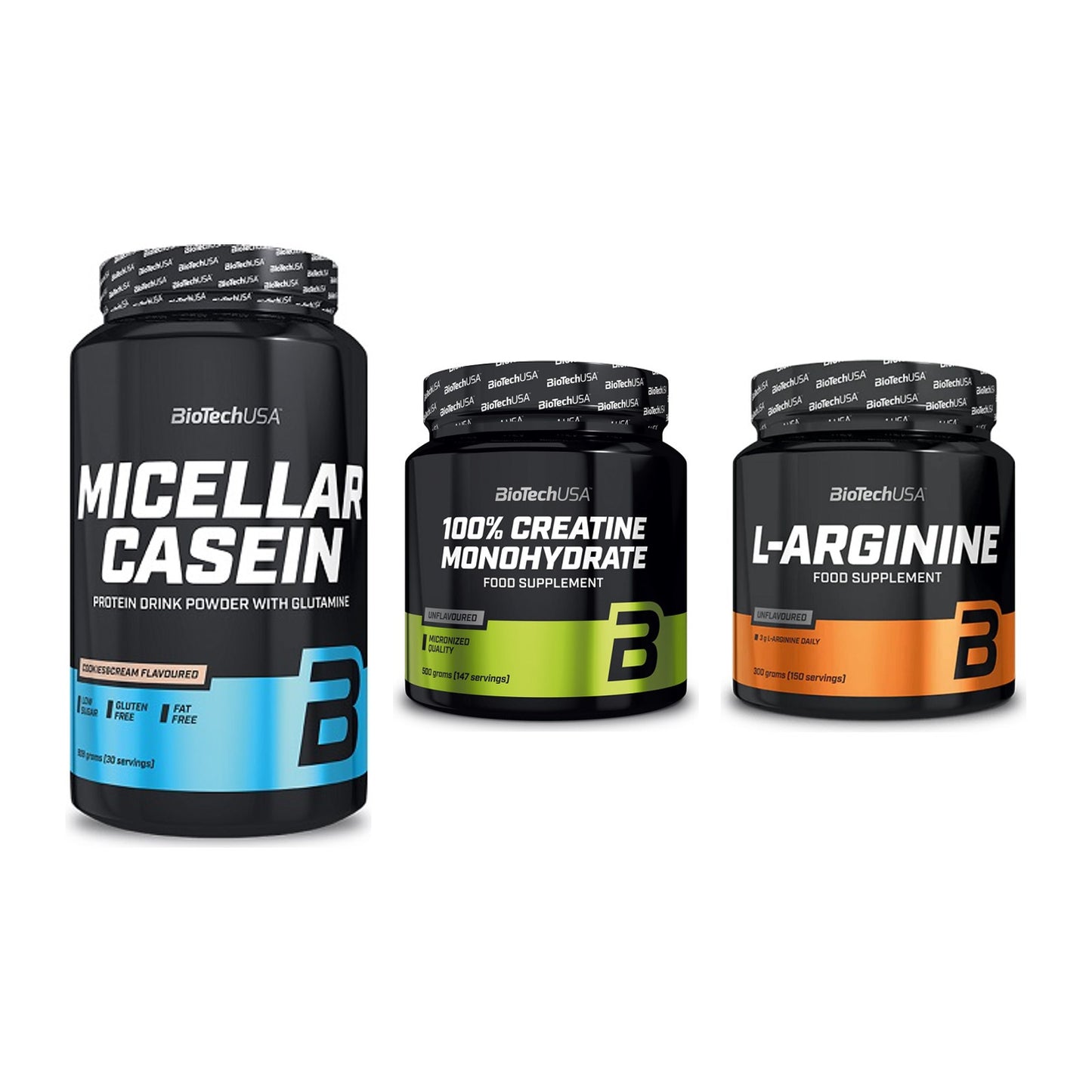 BioTech USA Marken-Trio: Micellar + Creatine + L-Arginin – alle enthaltenen Artikel