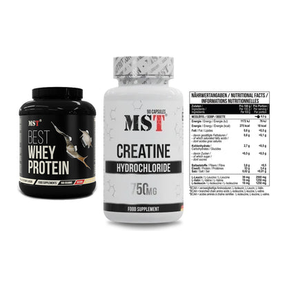 MST Marken-Trio: Best Whey Protein + Creatin HCL + BCAA Zero – alle enthaltenen Artikel