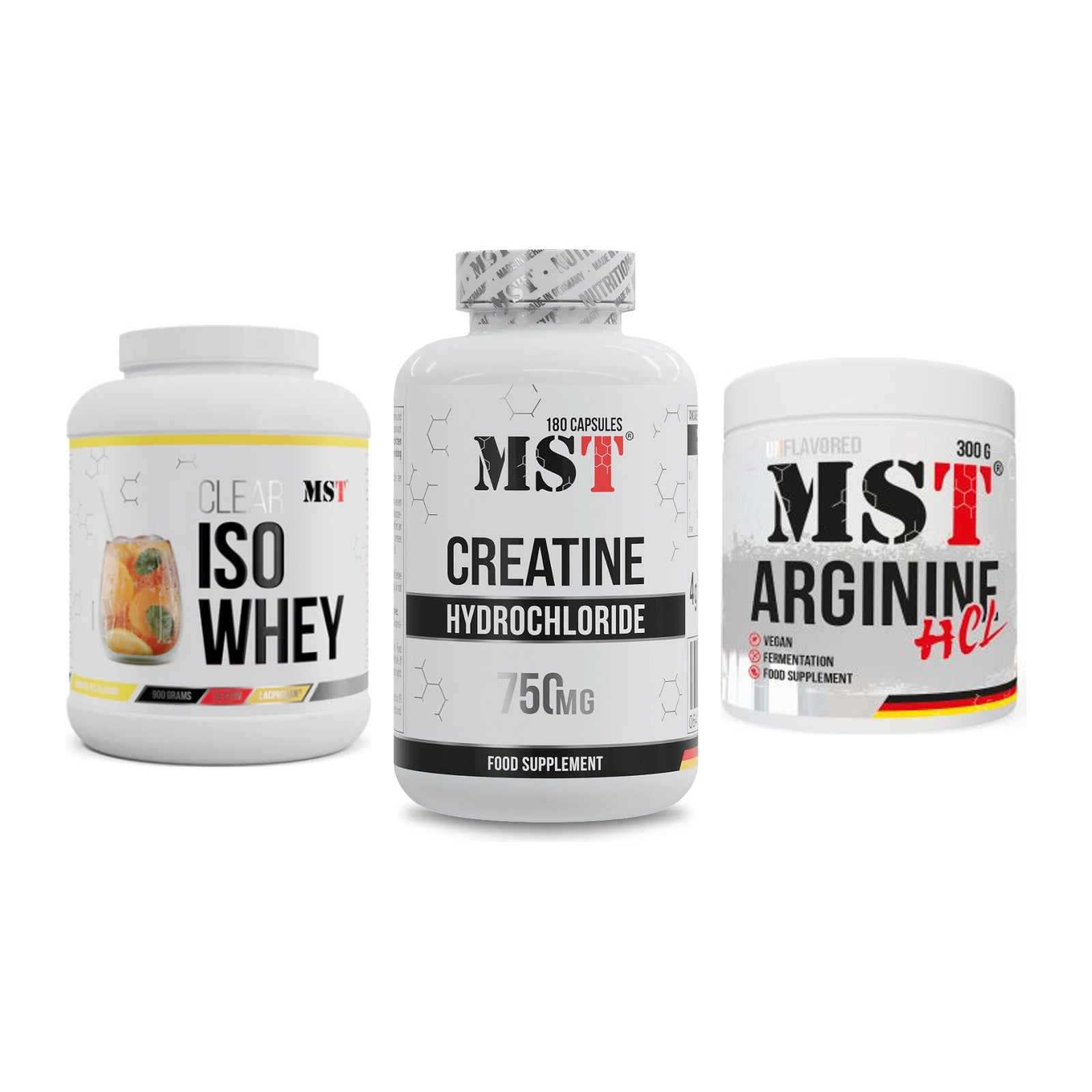 MST Marken-Trio: Iso Clear + Creatine HCL + Arginine HCL – alle enthaltenen Artikel