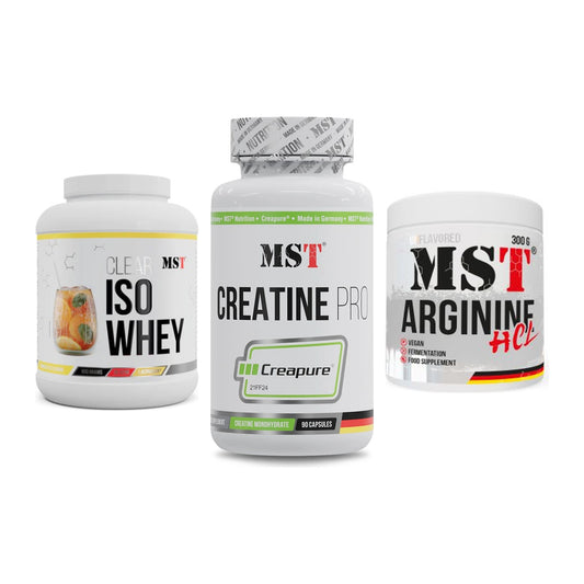 MST Marken-Trio: Iso Clear + Creatine Pro CREAPURE + Arginine HCL – alle enthaltenen Artikel