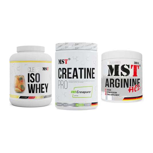 MST Marken-Trio: Iso Clear + Creatin Pro CREAPURE + Arginine HCL – alle enthaltenen Artikel