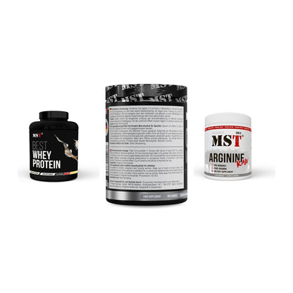 MST Marken-Trio: Best Whey + Creatin Monohyd + Arginine RAW – alle enthaltenen Artikel