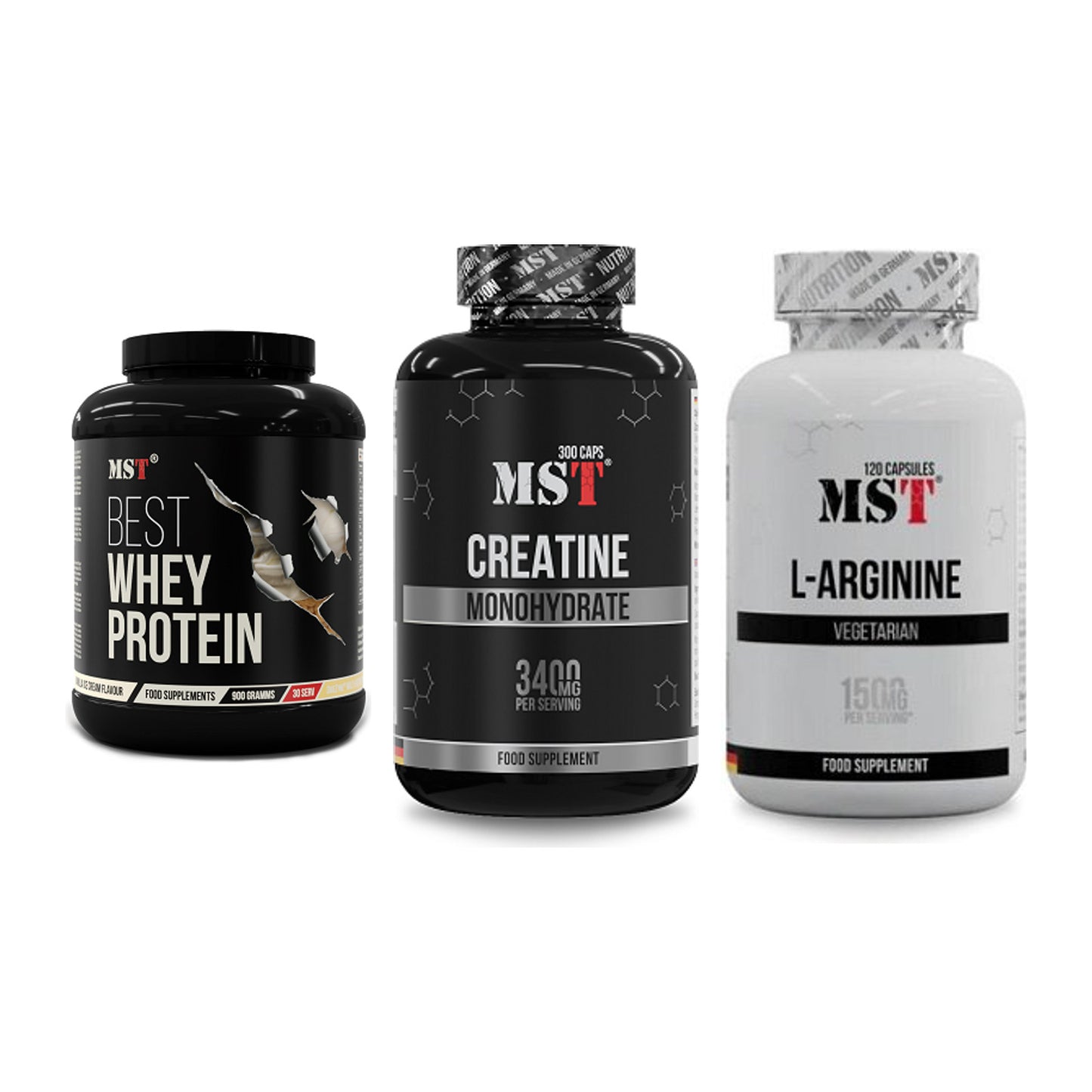MST Marken-Trio: Best Whey + Creatine + L-Arginine 120 – alle enthaltenen Artikel