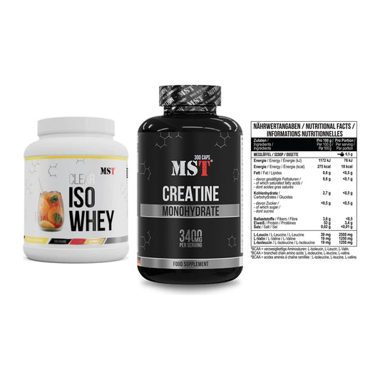 MST Marken-Trio: Iso Clear + Creatine Monohydrate + BCAA Zero – alle enthaltenen Artikel