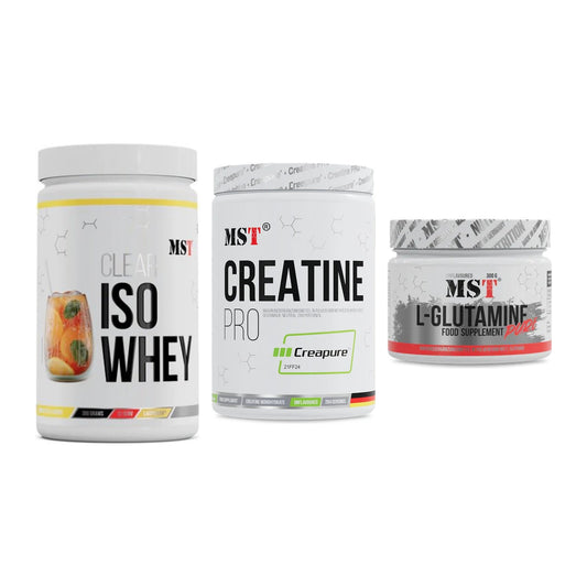 MST Marken-Trio: Iso Clear + Creatin Pro CREAPURE + Glutamine – alle enthaltenen Artikel