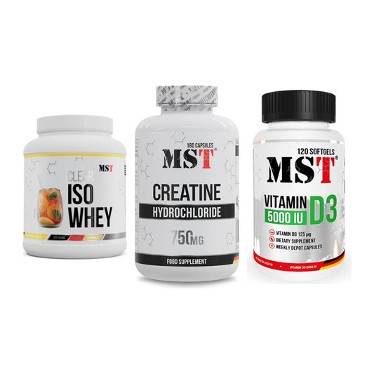 MST Marken-Trio: Iso Clear + Creatine HCL + Vitamin D3 – alle enthaltenen Artikel
