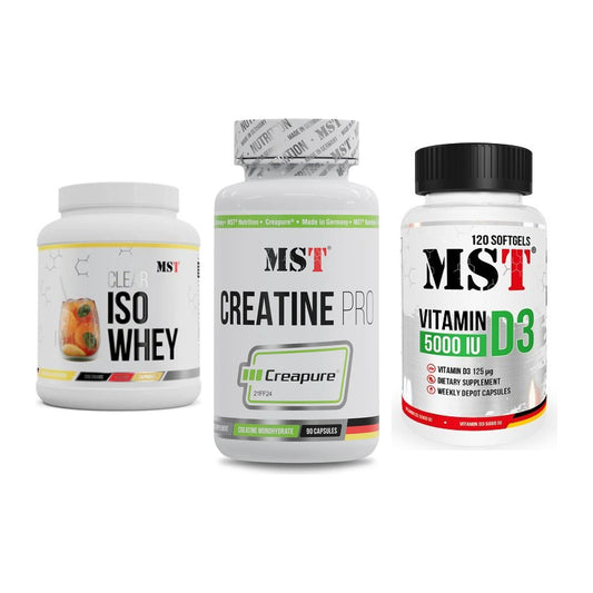 MST Marken-Trio: Iso Clear + Creatine Pro + Vitamin D3 – alle enthaltenen Artikel