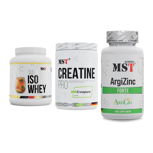 MST Marken-Trio: Iso Clear + Creatin Pro CREAPURE + ArgiZinc Forte – alle enthaltenen Artikel