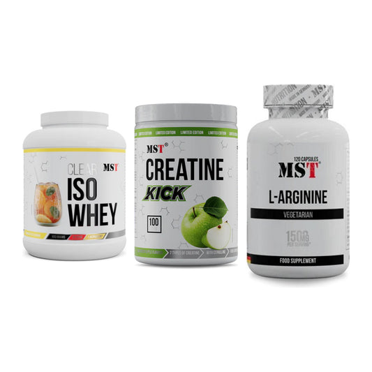 MST Marken-Trio: Iso Clear + Creatine Kick + L-Arginine 120 Kaps. – alle enthaltenen Artikel