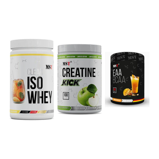 MST Marken-Trio: Iso Clear + Creatine Kick + EAA & BCAA – alle enthaltenen Artikel