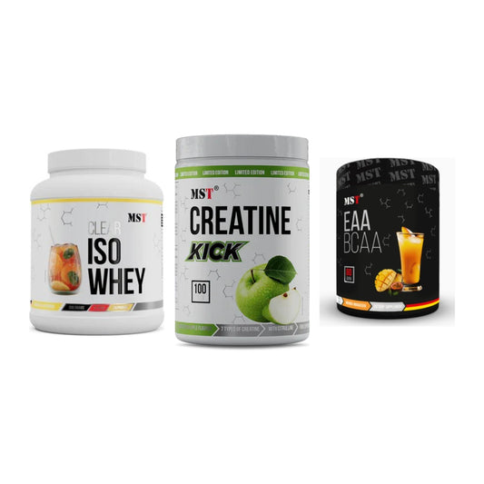 MST Marken-Trio: Iso Clear + Creatine Kick + EAA & BCAA – alle enthaltenen Artikel