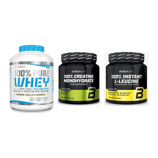 BioTech USA Marken-Trio: 100% Pure + Creatine + 100% Instant – alle enthaltenen Artikel