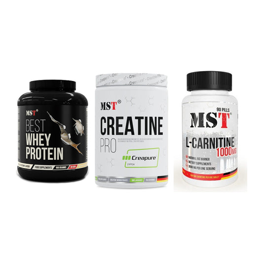 MST Marken-Trio: Best Whey + Creatin Pro + L-Carnitine – alle enthaltenen Artikel