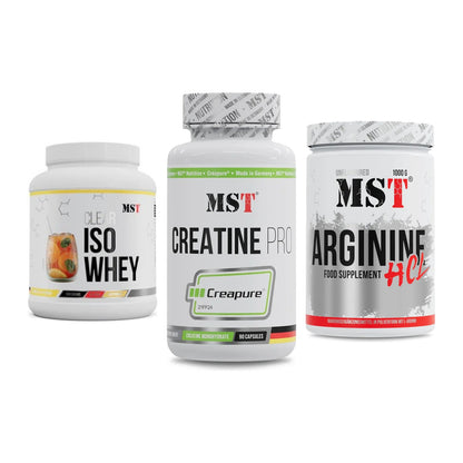 MST Marken-Trio: Iso Clear + Creatine Pro CREAPURE + Arginine HCL – alle enthaltenen Artikel