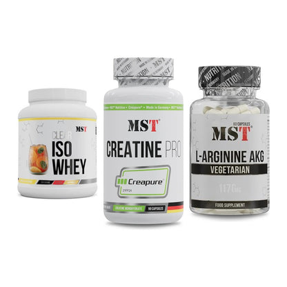 MST Marken-Trio: Iso Clear + Creatine Pro + Arginin AAKG – alle enthaltenen Artikel