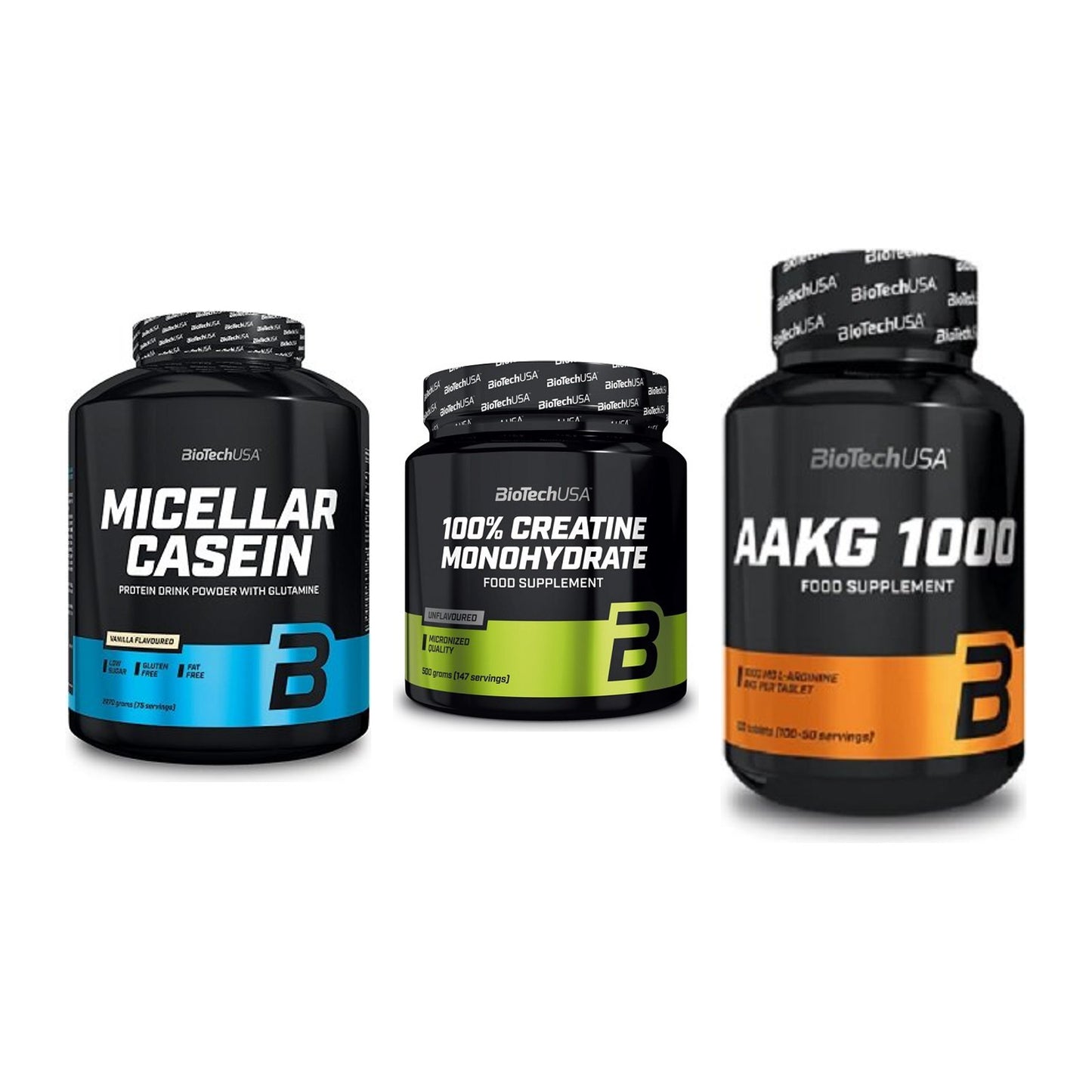 BioTech USA Marken-Trio: Micellar + Creatine + AAKG 1000mg – alle enthaltenen Artikel