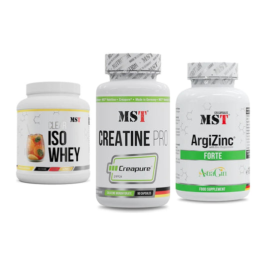 MST Marken-Trio: Iso Clear + Creatine Pro CREAPURE + ArgiZinc Forte – alle enthaltenen Artikel