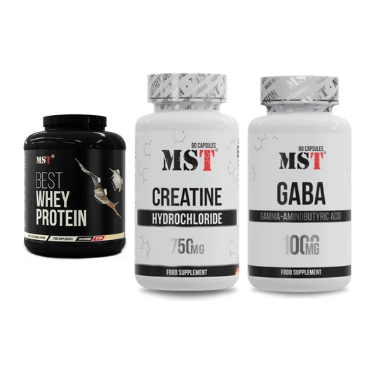 MST Marken-Trio: Best Whey Protein + Creatin HCL + GABA 1000mg – alle enthaltenen Artikel