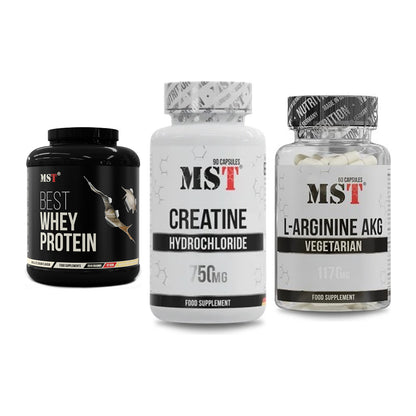 MST Marken-Trio: Best Whey + Creatin HCL + Arginin AAKG – alle enthaltenen Artikel