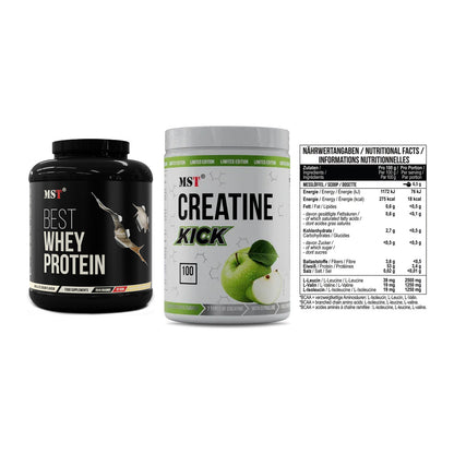 MST Marken-Trio: Best Whey + Creatine Kick + BCAA Zero 300g – alle enthaltenen Artikel