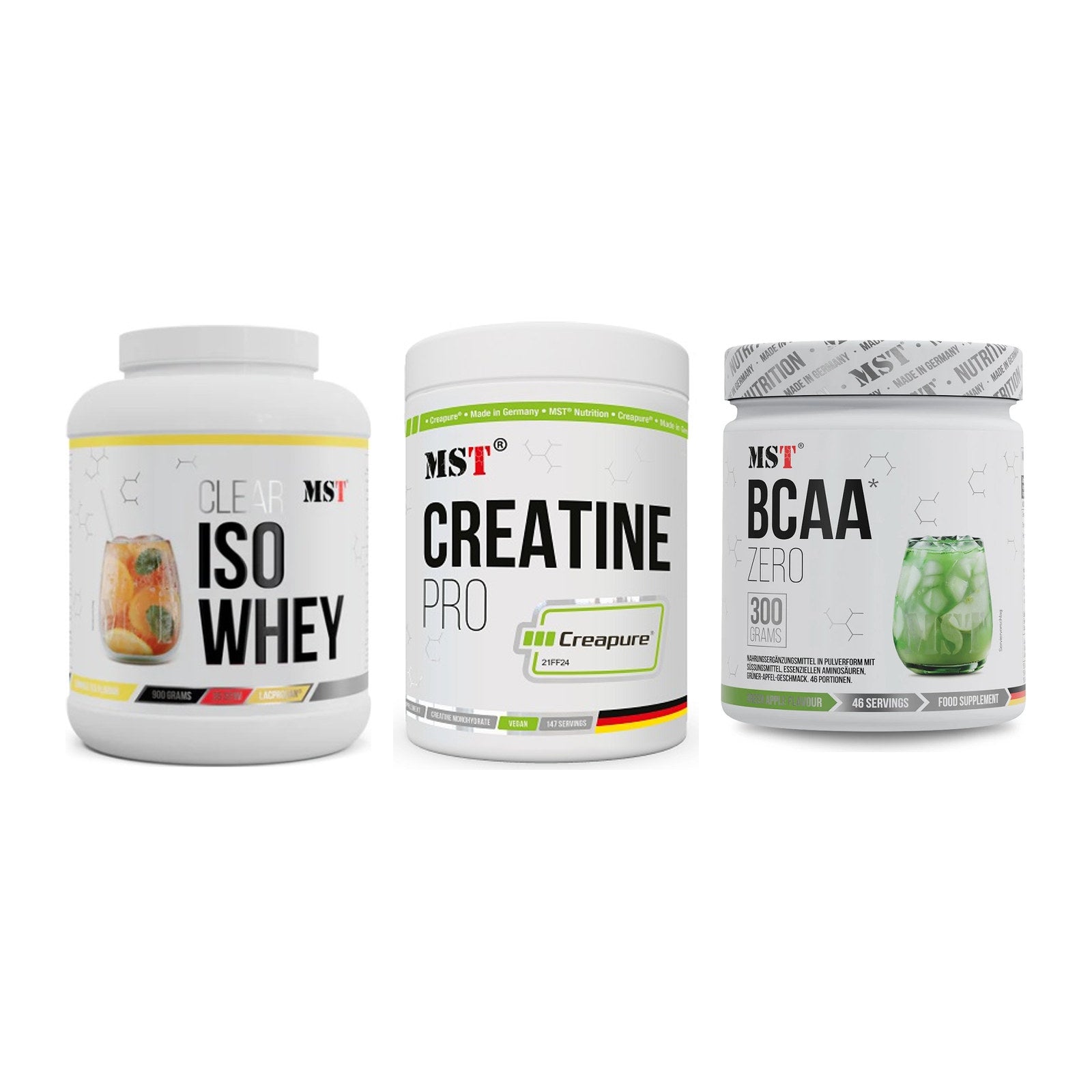 MST Marken-Trio: Iso Clear + Creatin Pro CREAPURE + BCAA Zero – alle enthaltenen Artikel