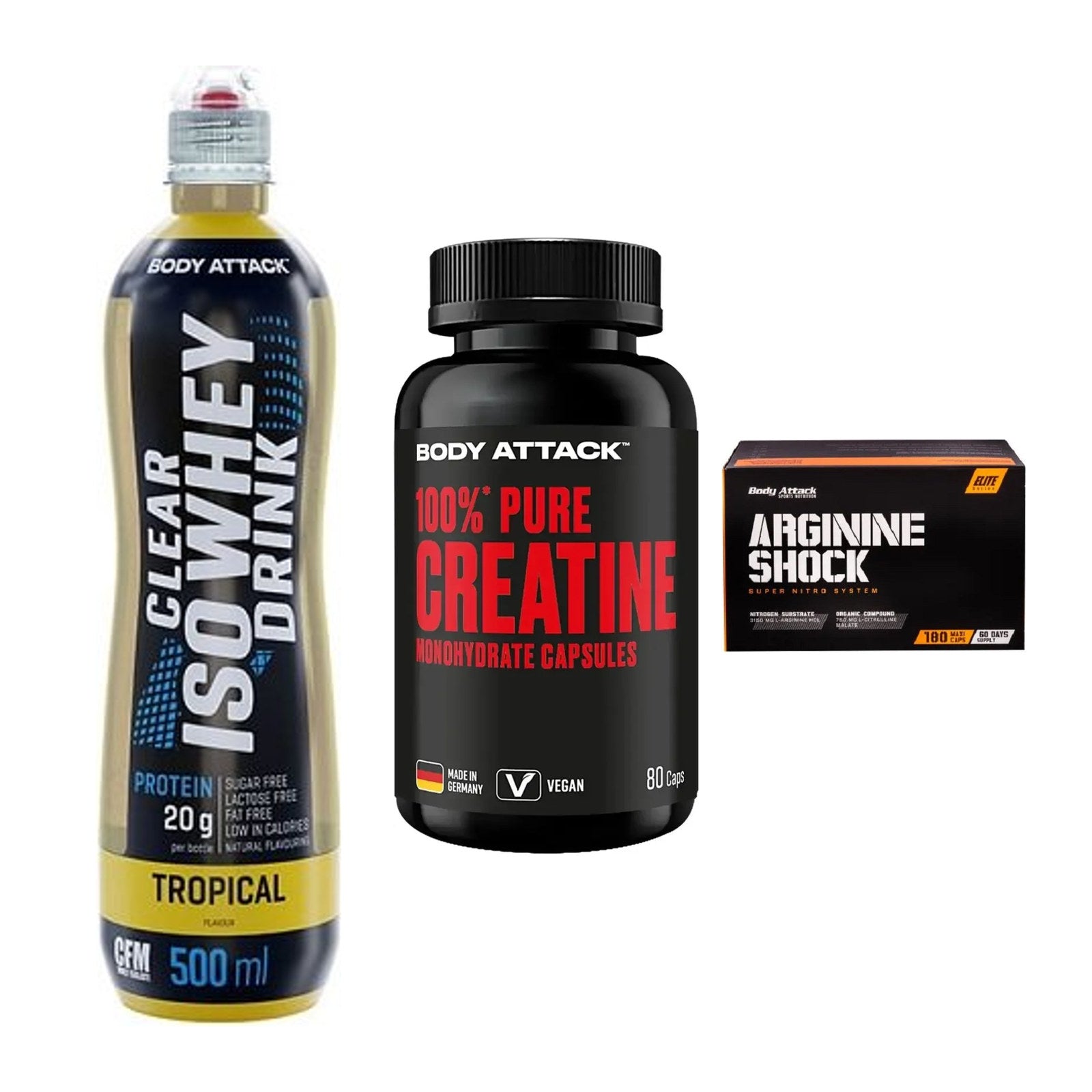 Body Attack Marken-Trio: Attack Clear + Attack 100% + Attack Argini – alle enthaltenen Artikel