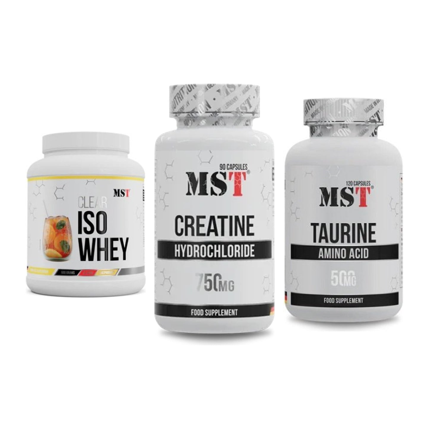 MST Marken-Trio: Iso Clear + Creatin HCL + Taurine – alle enthaltenen Artikel