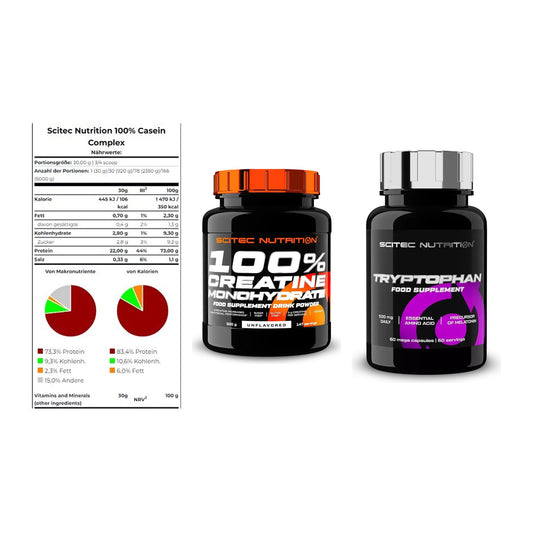 Scitec Nutrition Marken-Trio: Casein Compl + Creatine + 1 weitere – alle enthaltenen Artikel