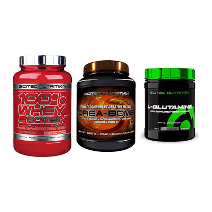 Scitec Nutrition Marken-Trio: 100% Whey + Crea-Bomb + 1 weitere – alle enthaltenen Artikel
