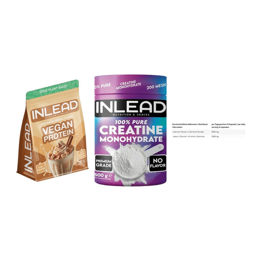 INLEAD Marken-Trio: Vegan Protein + Creatine + L-Carnitine – alle enthaltenen Artikel