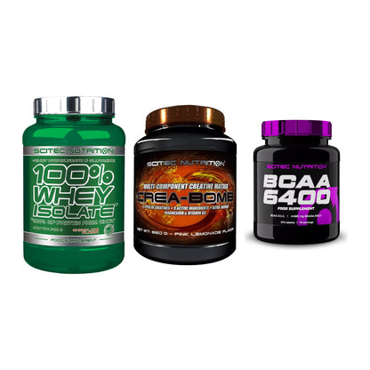 Scitec Nutrition Marken-Trio: Whey Isolate + Crea-Bomb + 1 weitere – alle enthaltenen Artikel