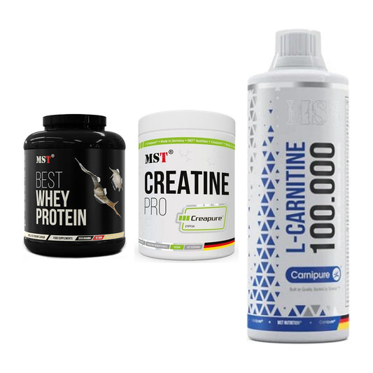 MST Marken-Trio: Best Whey + Creatin Pro + L-Carnitine – alle enthaltenen Artikel