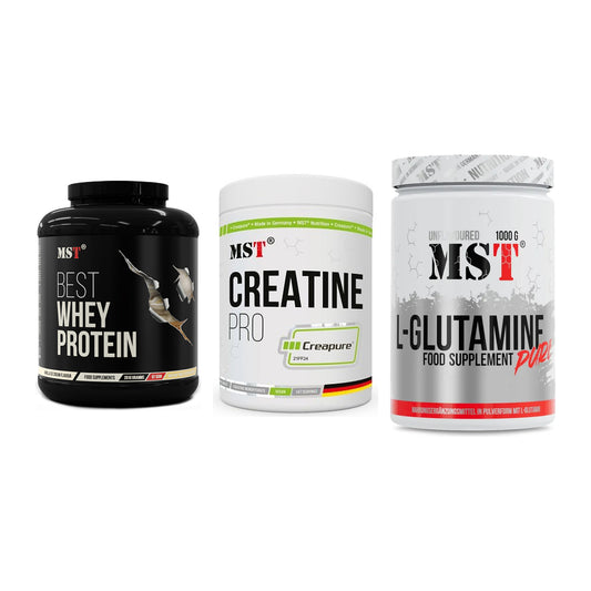 MST Marken-Trio: Best Whey + Creatin Pro + Glutamine – alle enthaltenen Artikel
