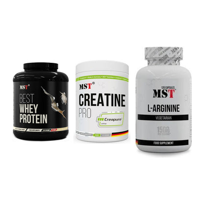 MST Marken-Trio: Best Whey + Creatin Pro + L-Arginine 120 – alle enthaltenen Artikel