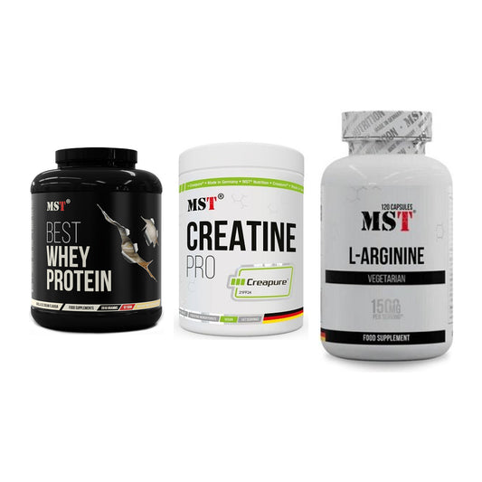 MST Marken-Trio: Best Whey + Creatin Pro + L-Arginine 120 – alle enthaltenen Artikel
