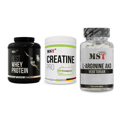 MST Marken-Trio: Best Whey + Creatin Pro + Arginin AAKG – alle enthaltenen Artikel