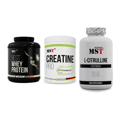 MST Marken-Trio: Best Whey Protein + Creatin Pro CREAPURE + Citrulline – alle enthaltenen Artikel