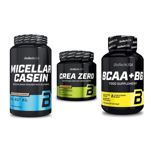 BioTech USA Marken-Trio: Micellar + Crea Zero + BCAA+B6 100 – alle enthaltenen Artikel