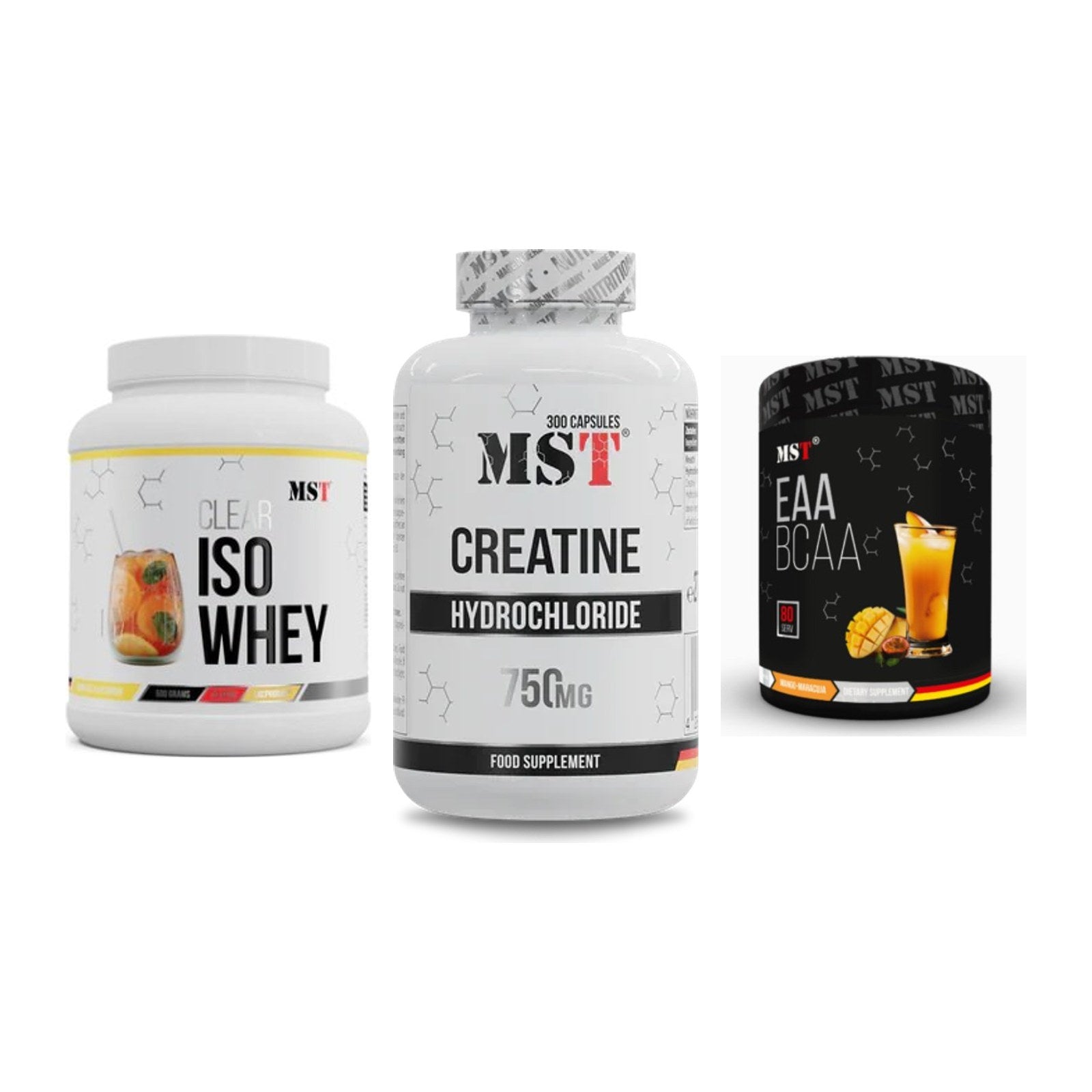MST Marken-Trio: Iso Clear + Creatine HCL + EAA & BCAA – alle enthaltenen Artikel