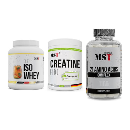 MST Marken-Trio: Iso Clear + Creatin Pro CREAPURE + 21 Amino Acids – alle enthaltenen Artikel