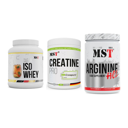 MST Marken-Trio: Iso Clear + Creatin Pro CREAPURE + Arginine HCL – alle enthaltenen Artikel