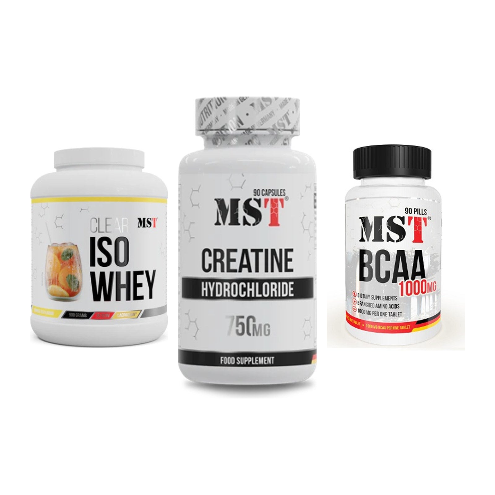 MST Marken-Trio: Iso Clear + Creatin HCL + BCAA 1000 (90 Tabl.) – alle enthaltenen Artikel