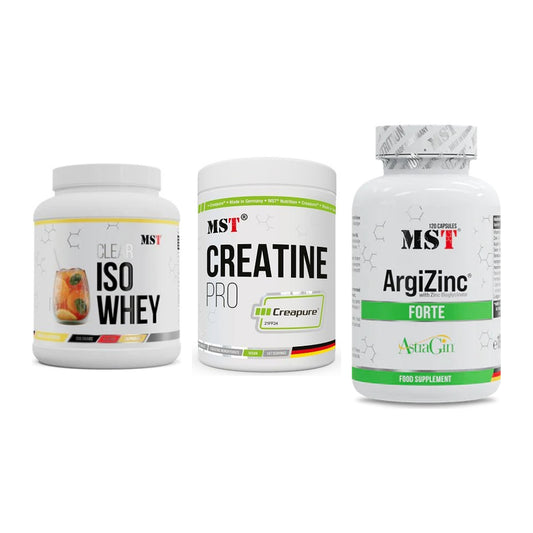 MST Marken-Trio: Iso Clear + Creatin Pro CREAPURE + ArgiZinc Forte – alle enthaltenen Artikel