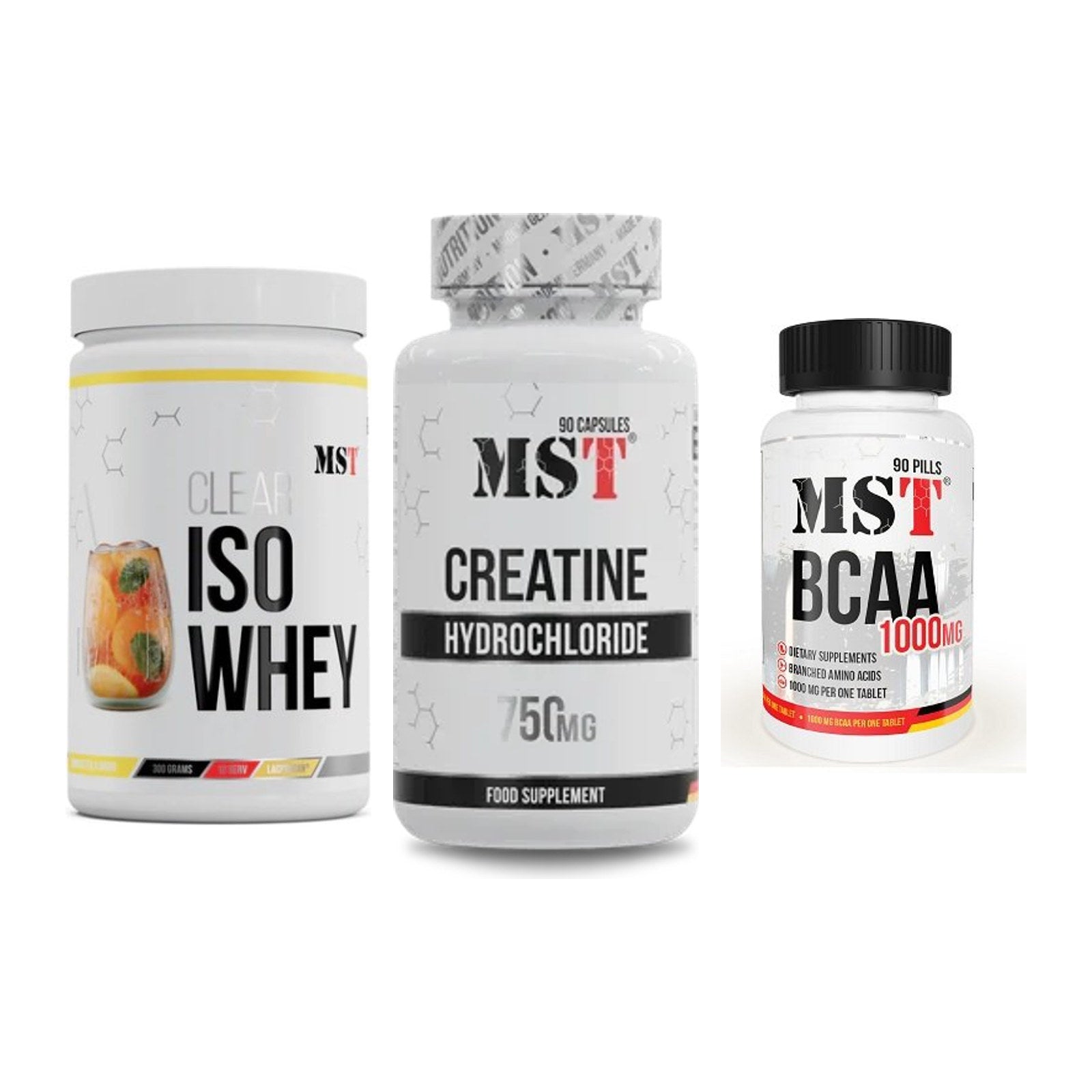 MST Marken-Trio: Iso Clear + Creatin HCL + BCAA 1000 (90 Tabl.) – alle enthaltenen Artikel