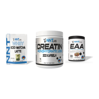 NNT Labs Marken-Trio: Whey ICED MATCHA LATTE + Creatin 1000 mg + EAA – alle enthaltenen Artikel
