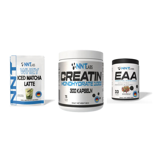 NNT Labs Marken-Trio: Whey ICED MATCHA LATTE + Creatin 1000 mg + EAA – alle enthaltenen Artikel