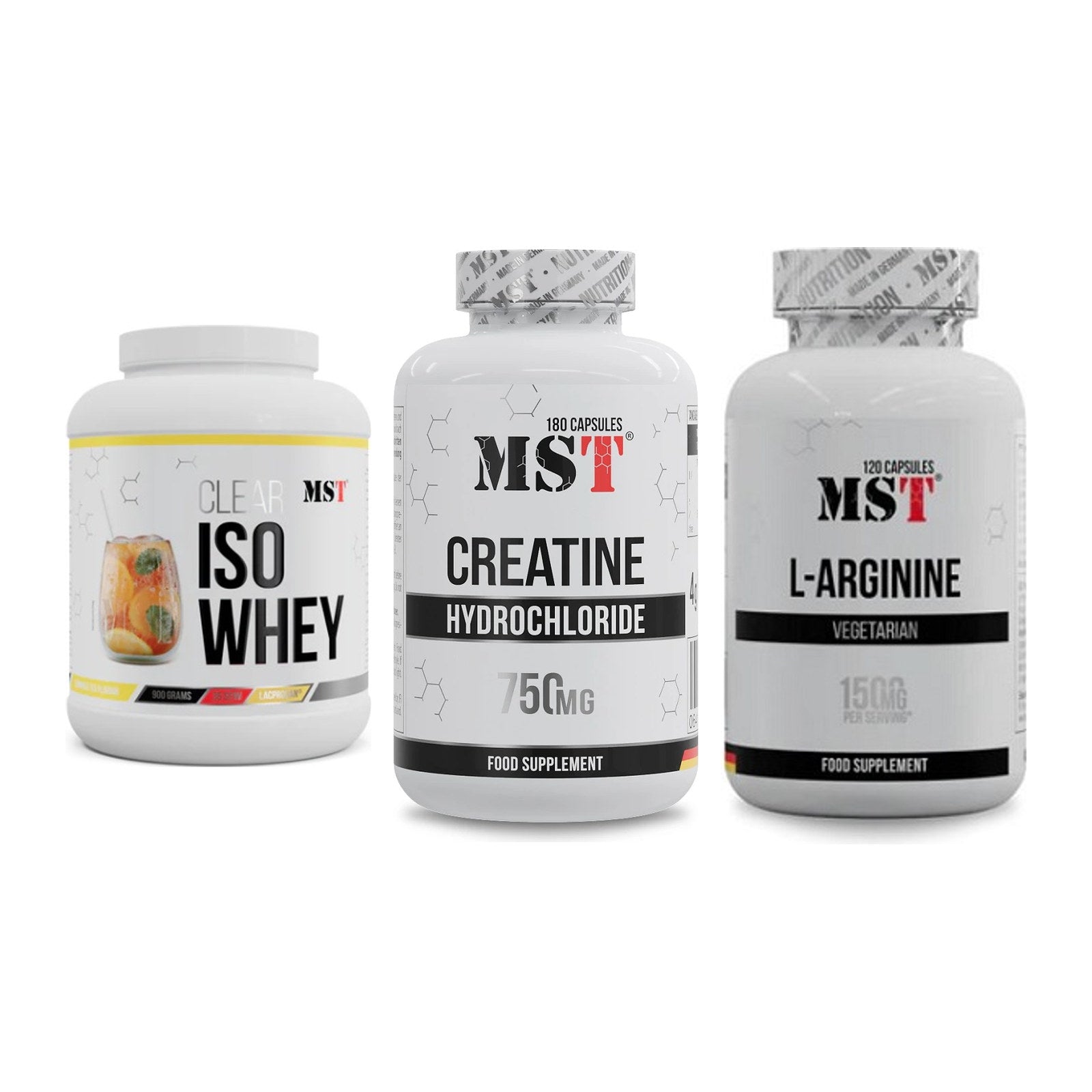 MST Marken-Trio: Iso Clear + Creatine HCL + L-Arginine 120 Kaps. – alle enthaltenen Artikel