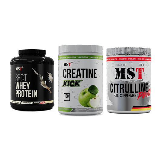 MST Marken-Trio: Best Whey + Creatine Kick + Citrulline – alle enthaltenen Artikel