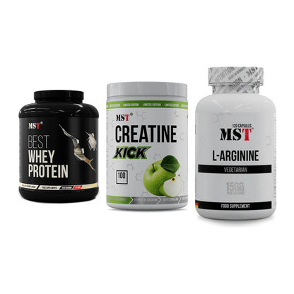 MST Marken-Trio: Best Whey + Creatine Kick + L-Arginine 120 – alle enthaltenen Artikel
