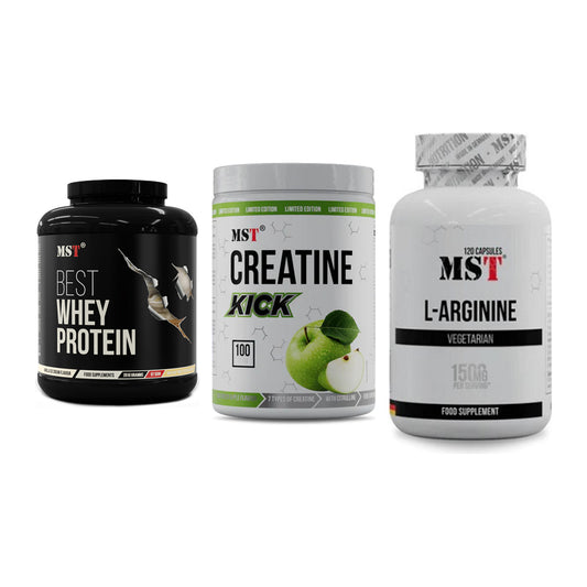 MST Marken-Trio: Best Whey + Creatine Kick + L-Arginine 120 – alle enthaltenen Artikel